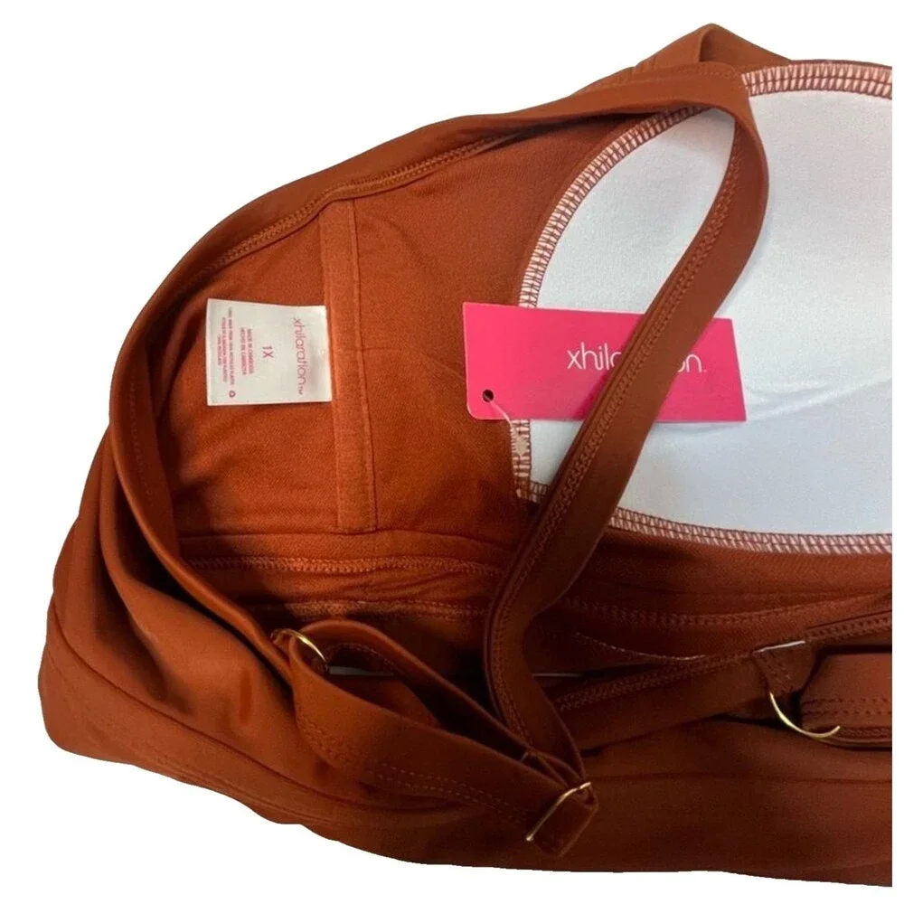 Xhilaration Juniors Longline Elevated Rust Bandeau Bikini Top Plus Size 1X New!